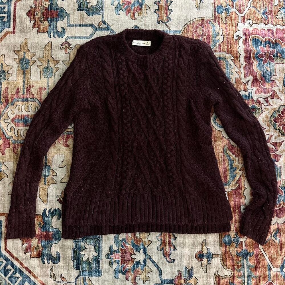 Burgundy cable knit sweater
